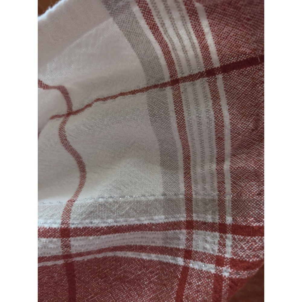 52x70 Tablecloth Rustic Reddish Orange Woven Slight Shimmer Fall Thanksgiving - Picture 6 of 12